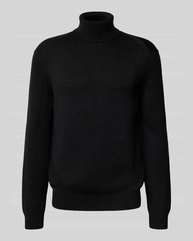 Armani Exchange Regular Fit Rollkragenpullover aus Schurwoll-Mix Modell 'Lupetto Black