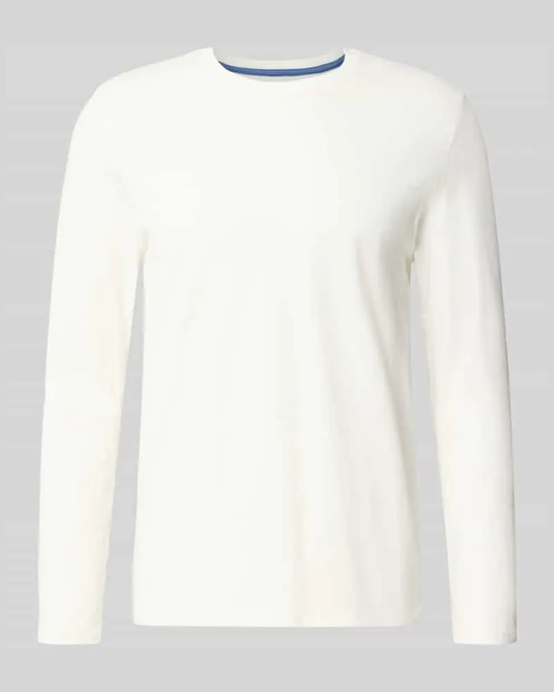 Christian Berg Longsleeve mit geripptem Rundhalsausschnitt Offwhite