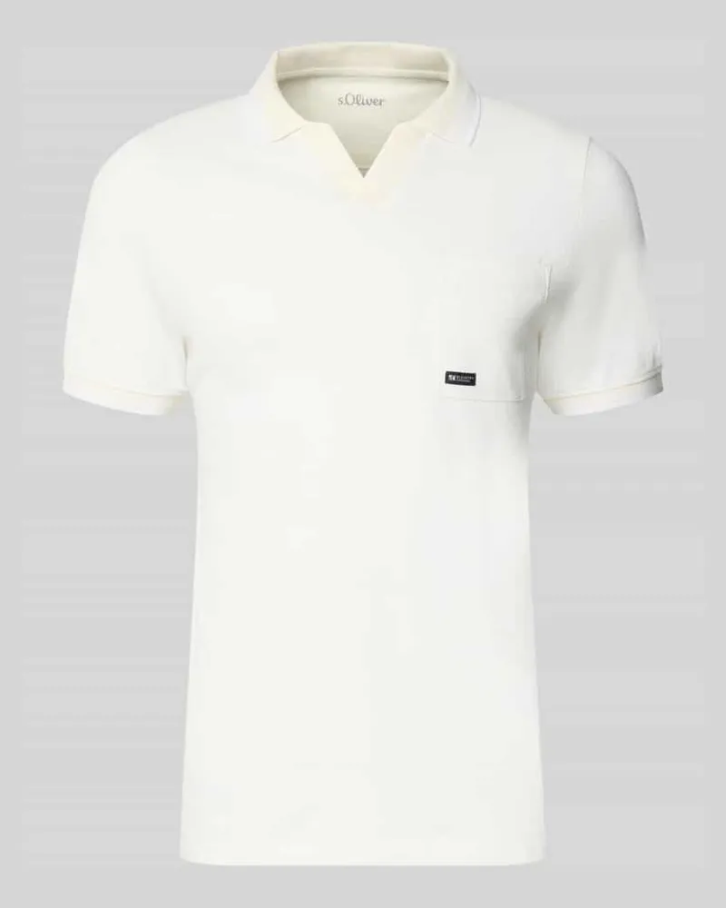 S.Oliver Regular Fit Poloshirt aus reiner Baumwolle Modell 'OPEN COLLAR POLO Weiss