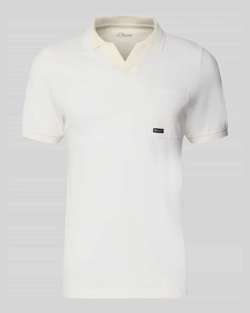 S.Oliver Regular Fit Poloshirt aus reiner Baumwolle Modell 'OPEN COLLAR POLO Weiss