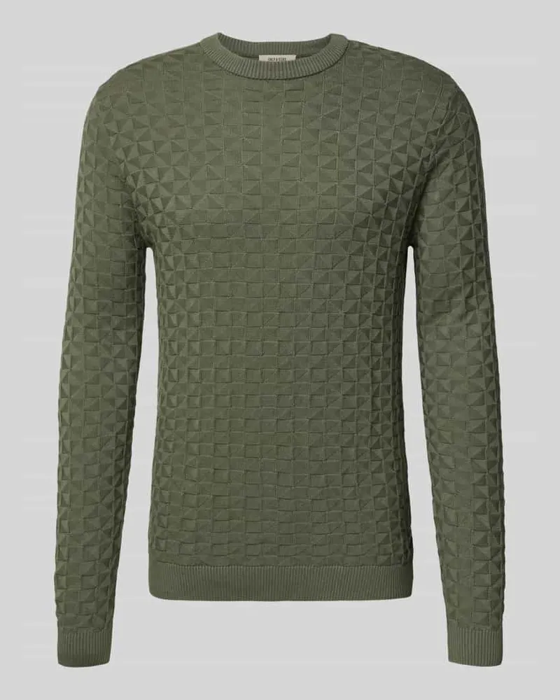 Only & Sons Regular Fit Strickpullover mit Strukturmuster Modell 'KALLE Oliv