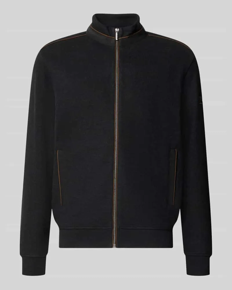 Bugatti Sweatjacke mit Label-Details Anthrazit