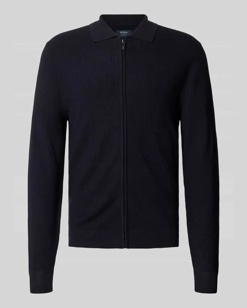 McNeal Slim Fit Strickjacke aus Viskose-Mix mit Umlegekragen 