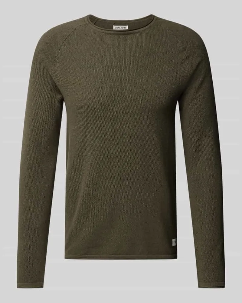 Jack & Jones Strickpullover mit Rundhalsausschnitt Modell 'HILL Oliv