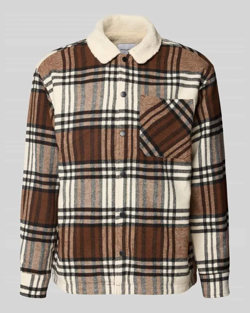 Jack & Jones Regular Fit Hemdjacke mit Teddyfell Modell 'ZAC Mittelbraun
