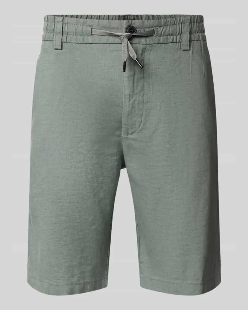 HUGO BOSS Tapered Chinoshorts aus Leinen-Mix Modell 'DS_3S Oliv