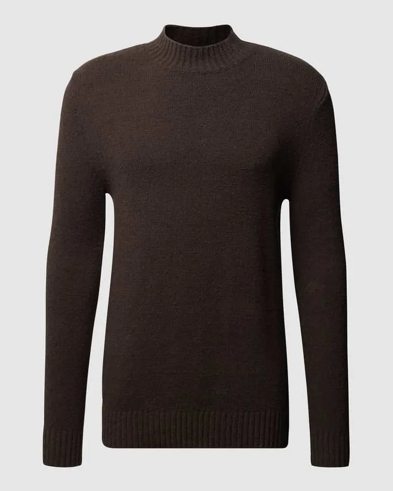 Drykorn Strickpullover mit Stehkragen Modell 'Zayn Dunkelbraun