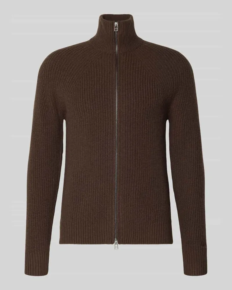 forét Regular Fit Strickjacke aus reiner Wolle Dunkelbraun