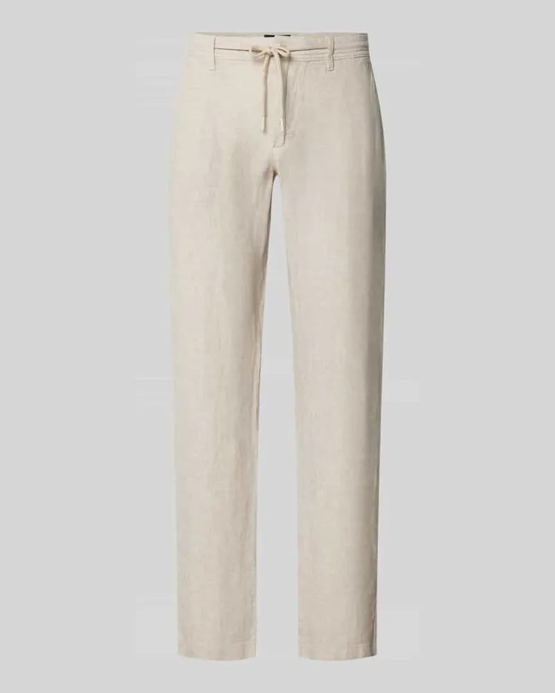 McNeal Regular Fit Leinenhose mit Schnürung Ecru