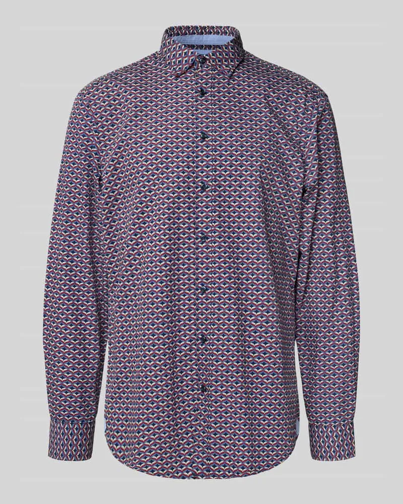 Christian Berg Freizeithemd mit Knopfleiste Jeansblau