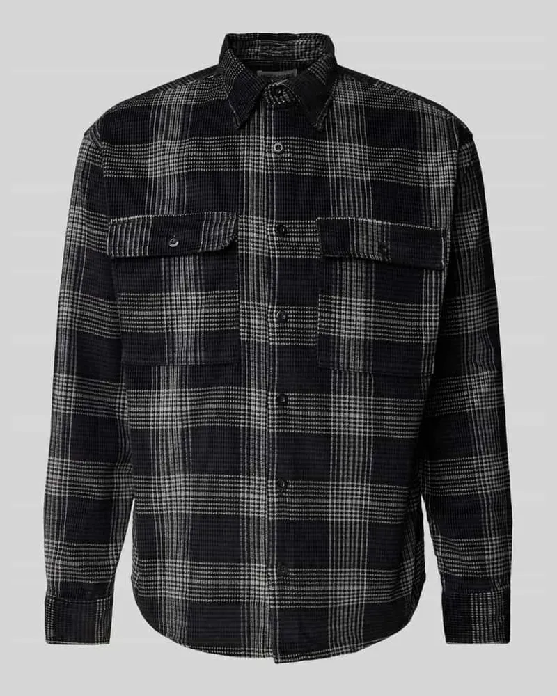 Jack & Jones Regular Fit Freizeithemd mit Brusttaschen Modell 'THEO Black