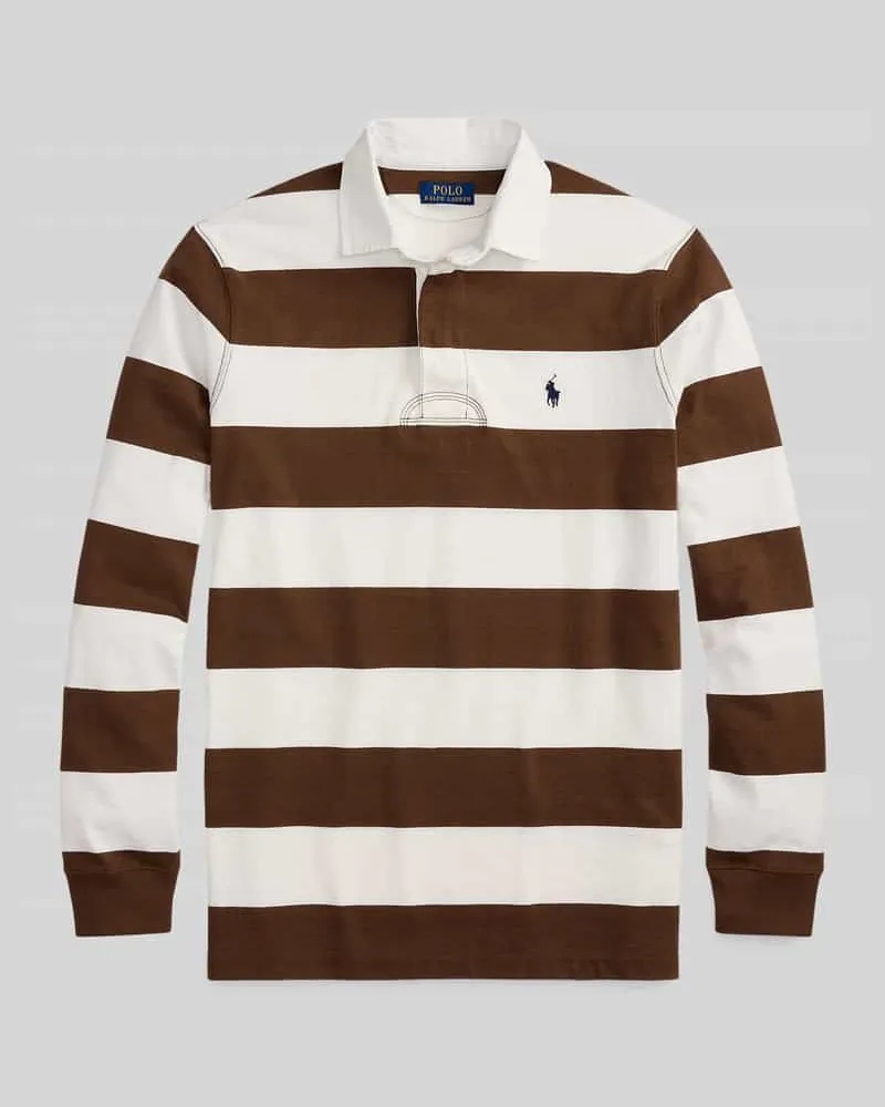 Ralph Lauren Regular Fit Rugbyshirt aus reiner Baumwolle Mittelbraun