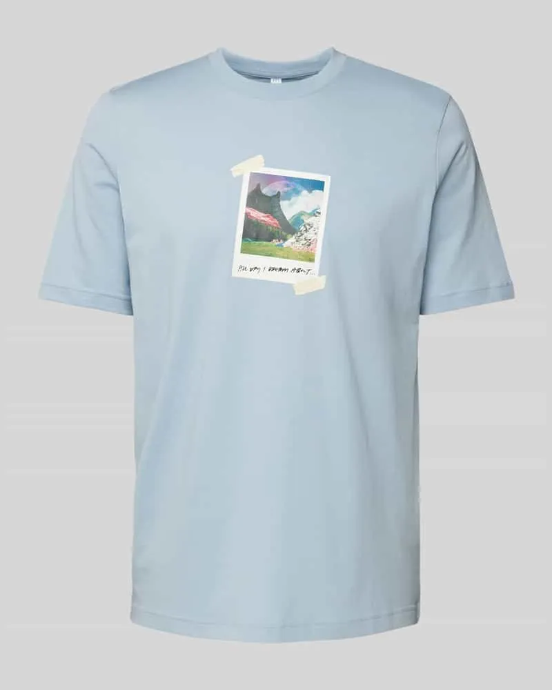 adidas T-Shirt mit Motiv-Print Hellblau