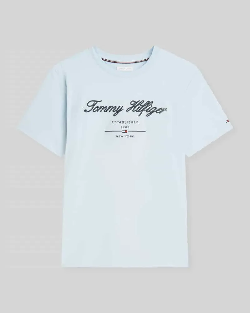 Tommy Hilfiger Regular Fit T-Shirt aus reiner Baumwolle Hellblau