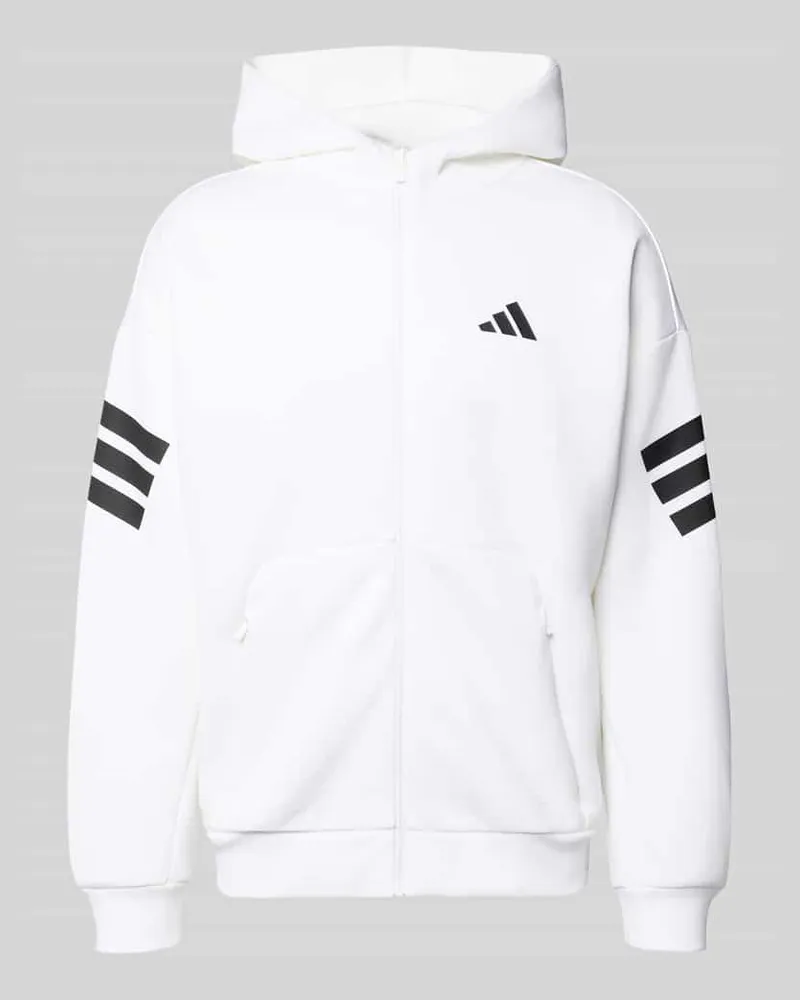 adidas Regular Fit Sweatjacke mit Logo-Print Weiss