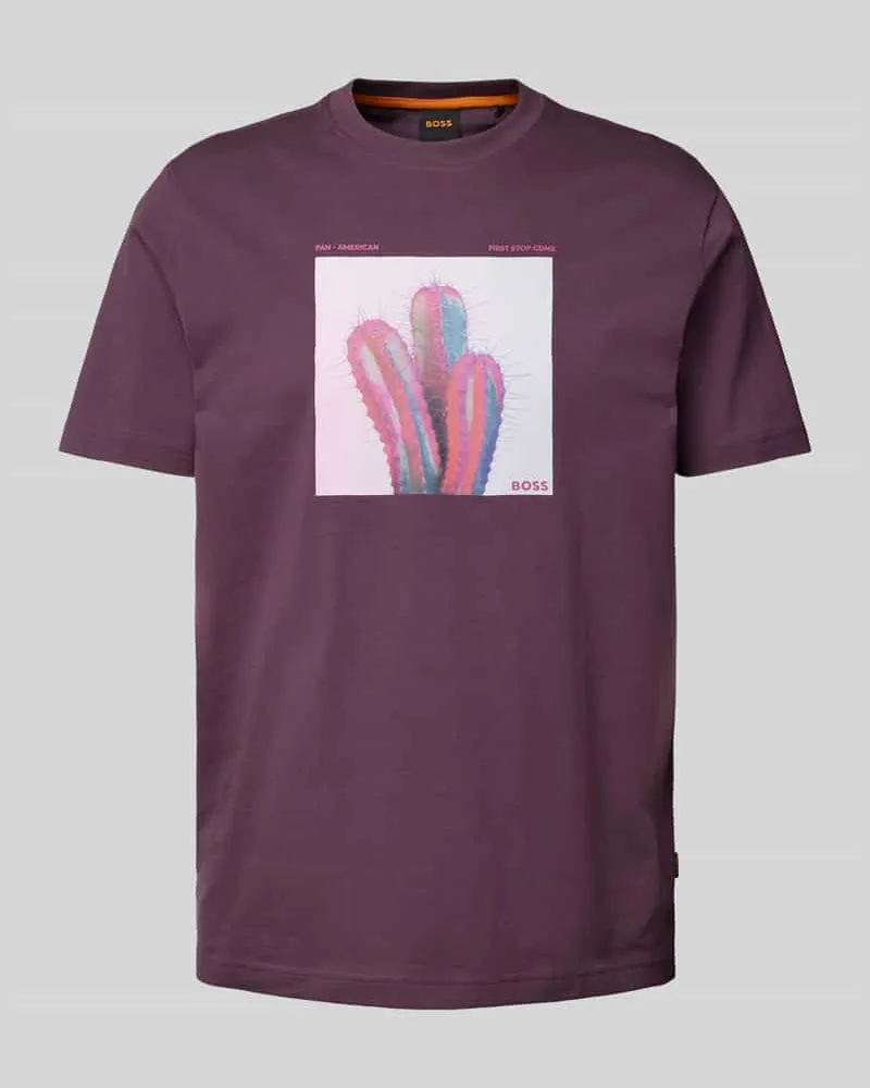 HUGO BOSS T-Shirt mit Label- und Motiv-Print Modell 'mextour Purple