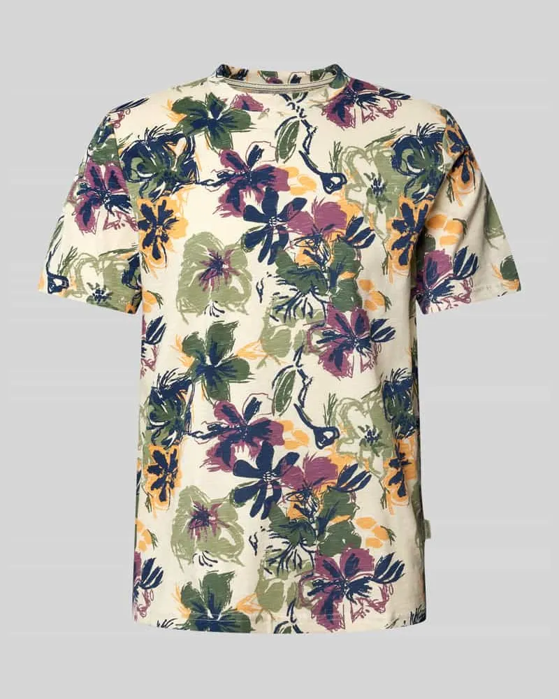 Blend T-Shirt mit geripptem Rundhalsausschnitt Modell 'JEMO Sand