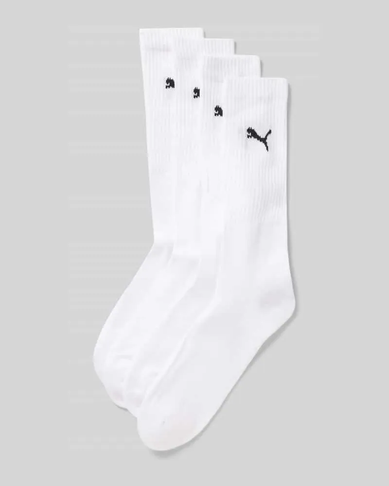Puma Socken mit Label-Print im 4er-Pack Weiss