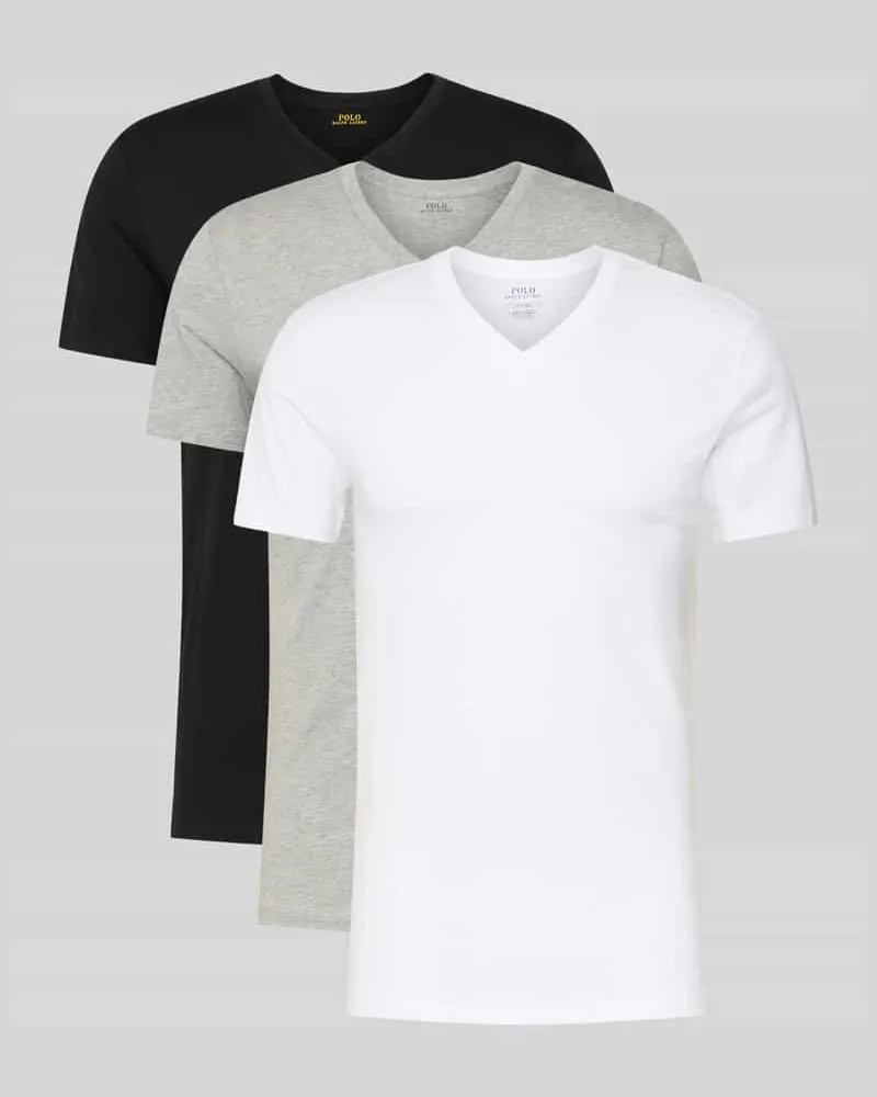 Ralph Lauren Slim Fit T-Shirt aus reiner Baumwolle im 3er-Pack Mittelgrau