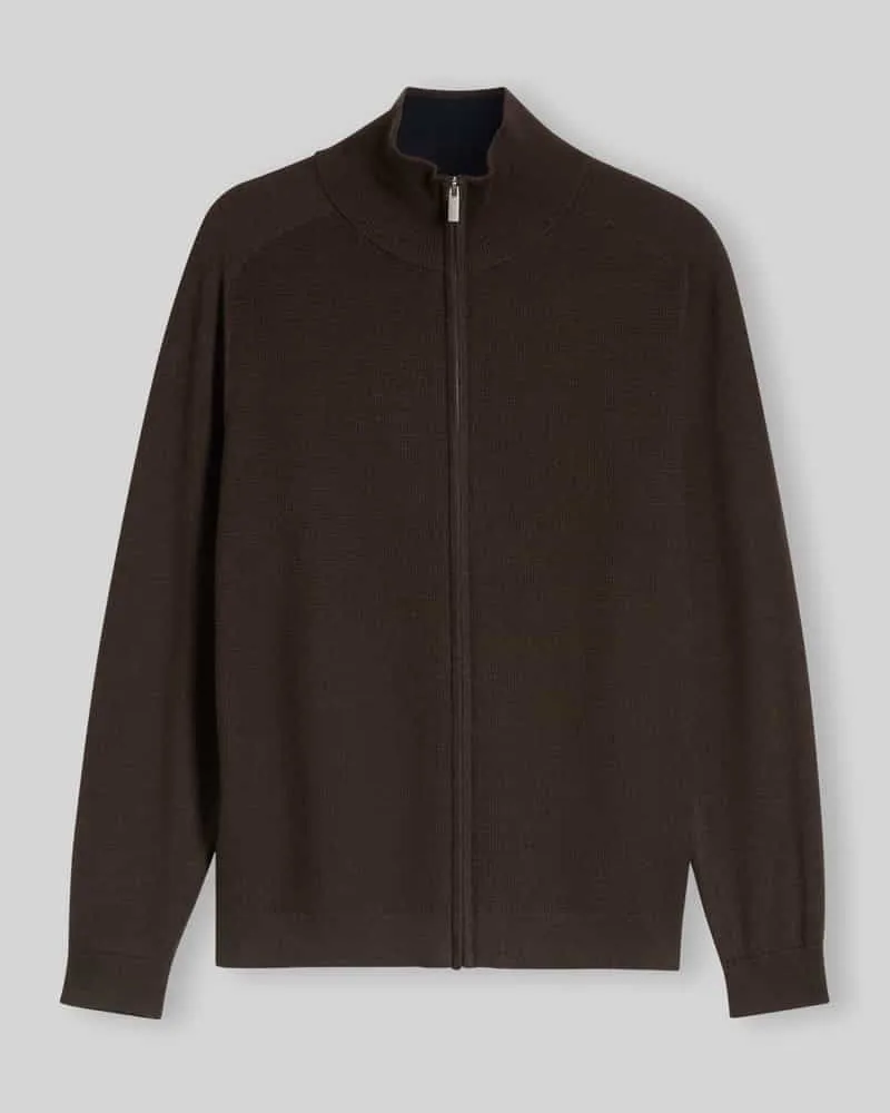 Tom Tailor Regular Fit Strickjacke aus reiner Baumwolle Dunkelbraun