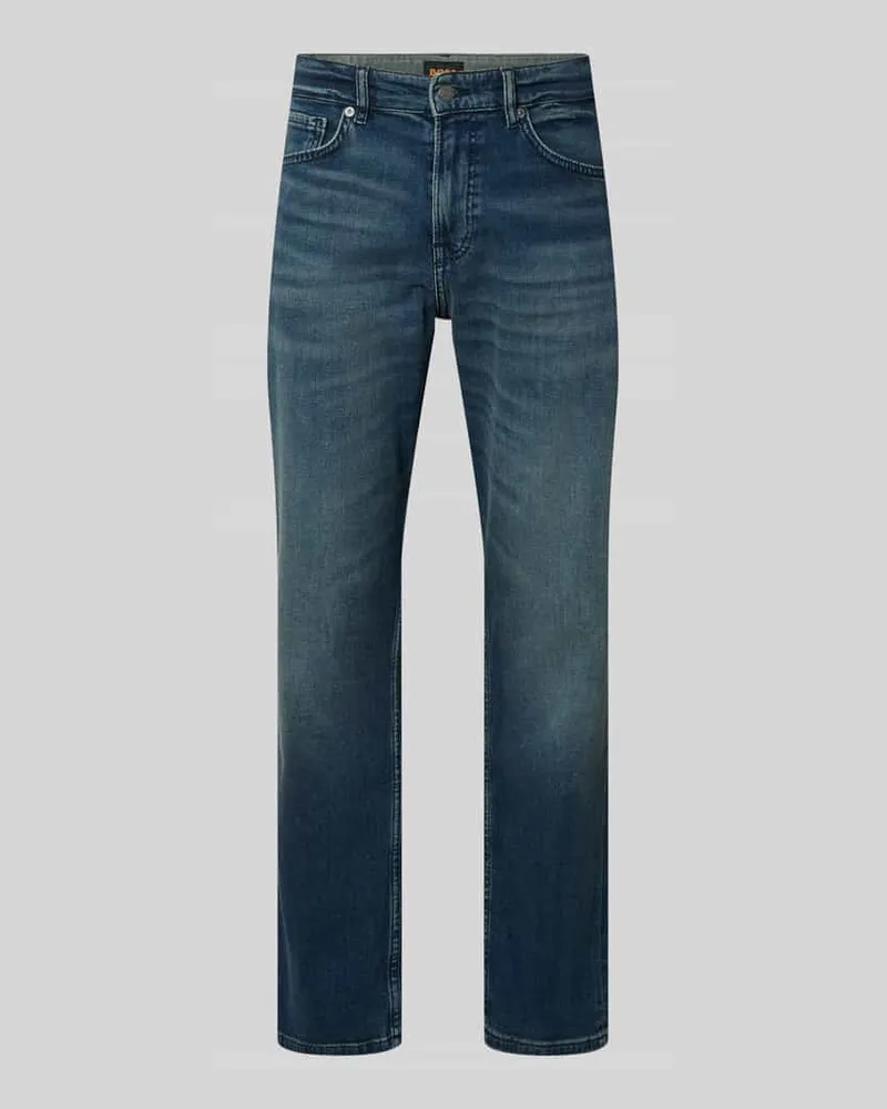 HUGO BOSS Straight Fit Jeans aus Baumwoll-Mix Modell 'RE.MAINE BO CHANGE Jeansblau