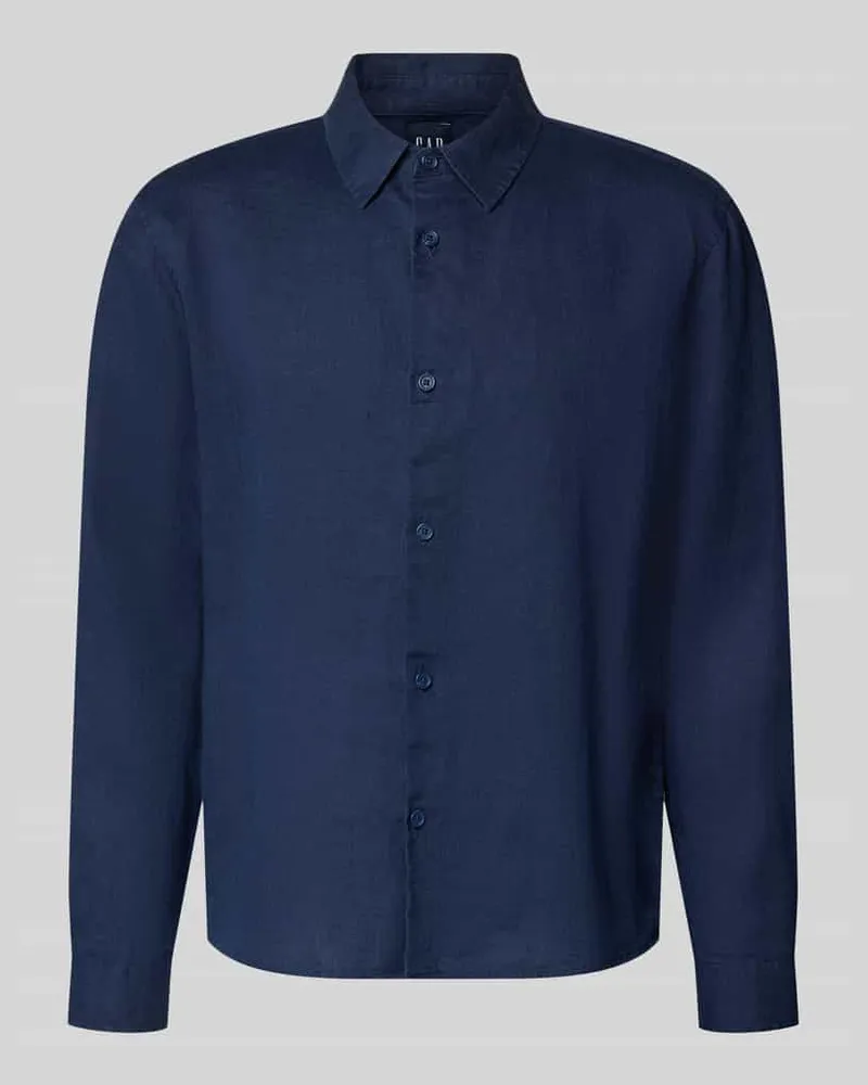 GAP Regular Fit Leinenhemd mit Kentkragen Dunkelblau