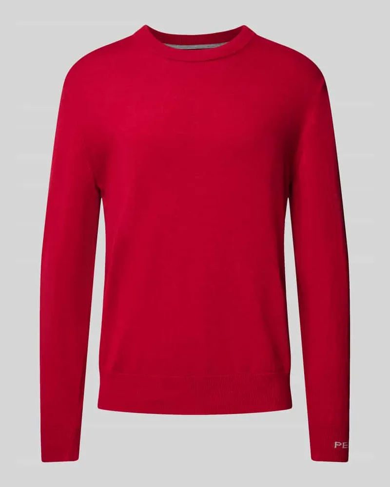 Pepe Jeans Strickpullover aus Baumwoll-Woll-Mix mit Kaschmir-Anteil Modell 'Andre Rot