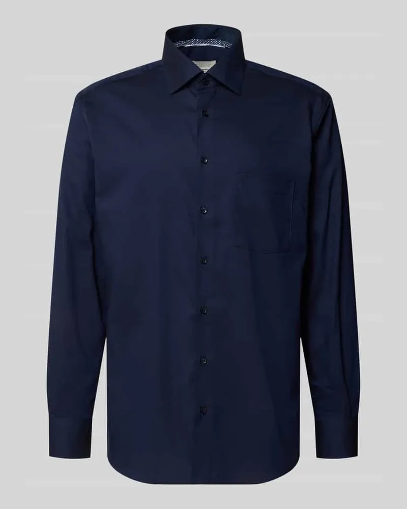 Eterna Regular Fit Businesshemd aus Baumwolle mit Kentkragen Marine