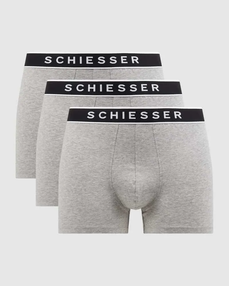 Schiesser Trunks mit Stretch-Anteil im 3er-Pack Mittelgrau