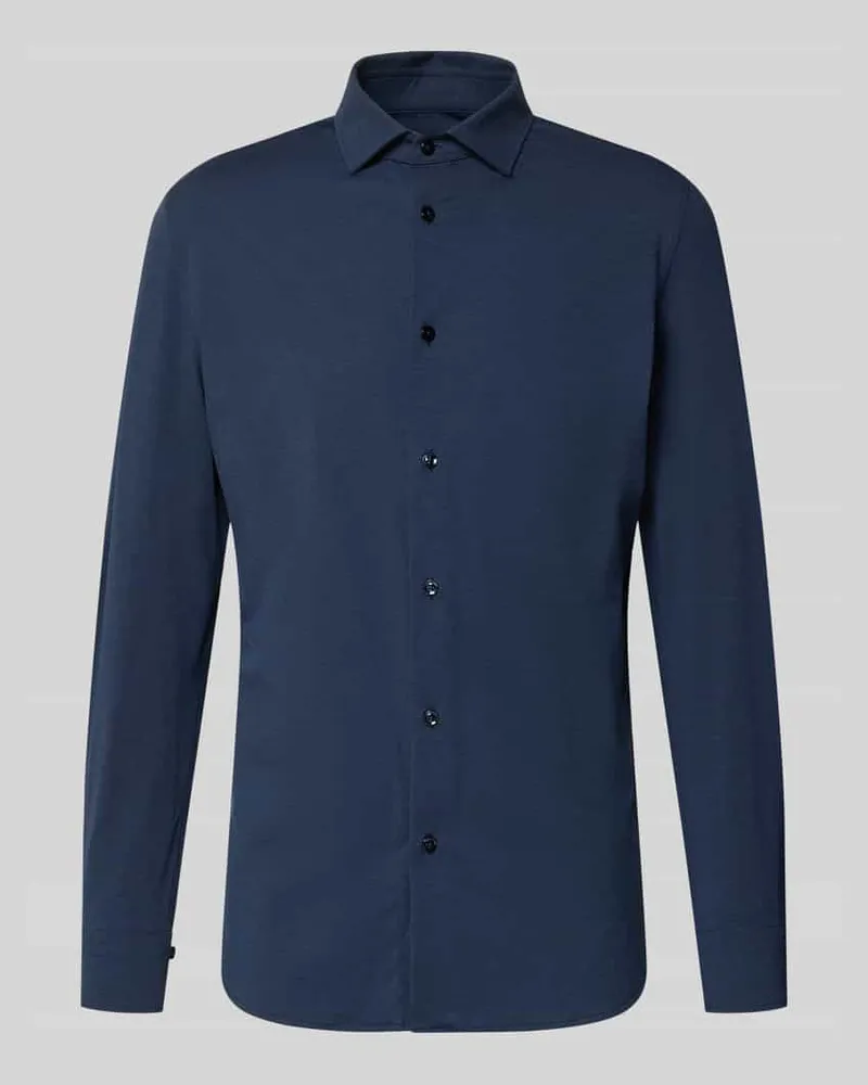 CRUNA Slim Fit Businesshemd mit Knopfleiste Dunkelblau