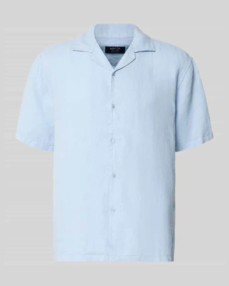 McNeal Regular Fit Leinenhemd mit Reverskragen Eisblau