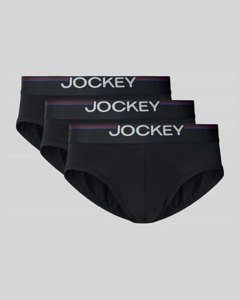 Jockey Slim Fit Briefs mit Logo-Detail im 3er-Pack Black