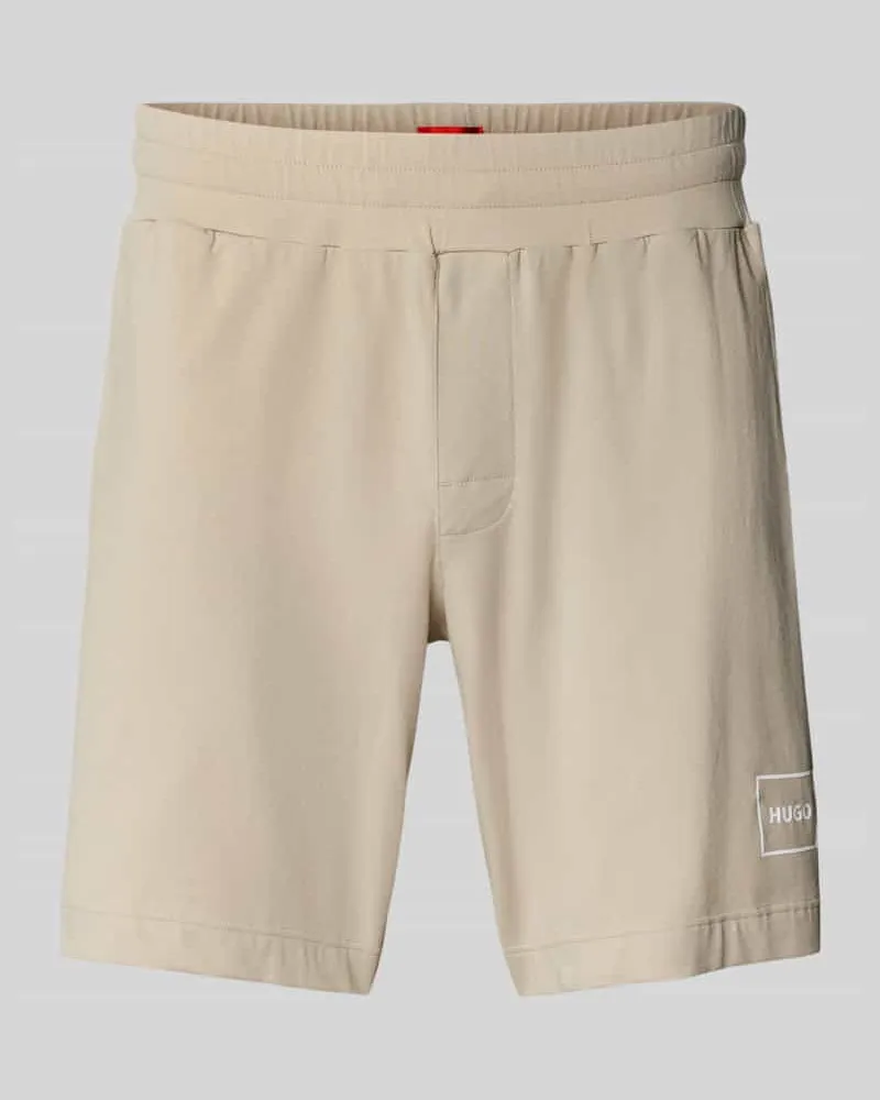 HUGO BOSS Shorts mit Label-Print und elastischem Bund Modell 'Laze Beige