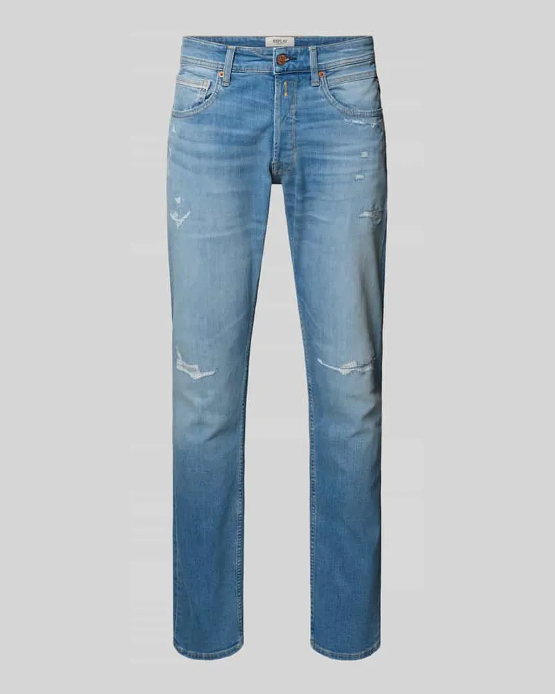 Replay Regular Fit Jeans im Used-Look Modell 'Grover Jeansblau