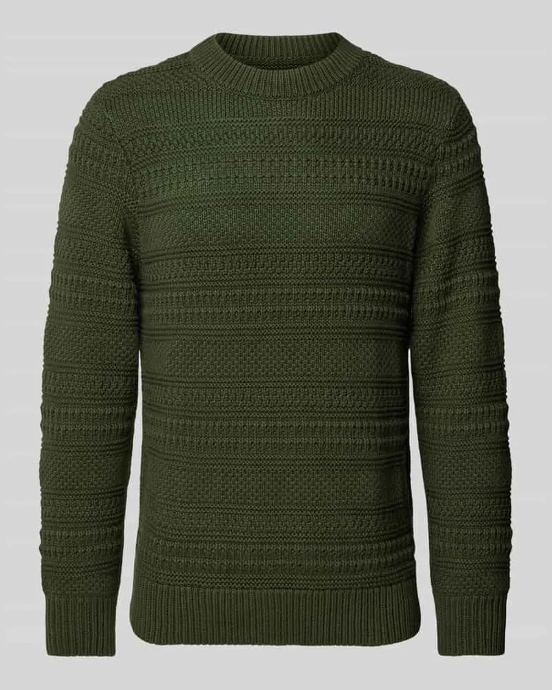 Ragman Strickpullover mit Rundhalsausschnitt Oliv