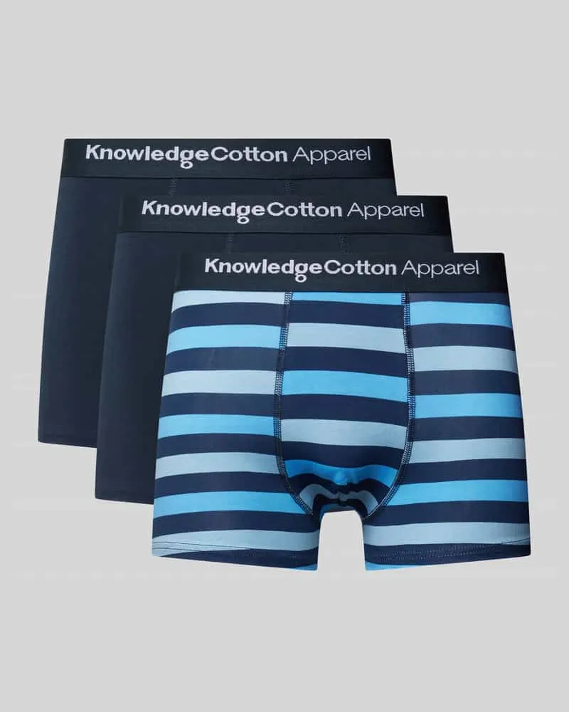 Knowledge Cotton Apparel Trunks mit elastischem Label-Bund im 3er-Pack Bleu