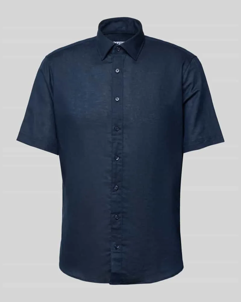 JAKE*S Slim Fit Leinenhemd mit Knopfleiste 