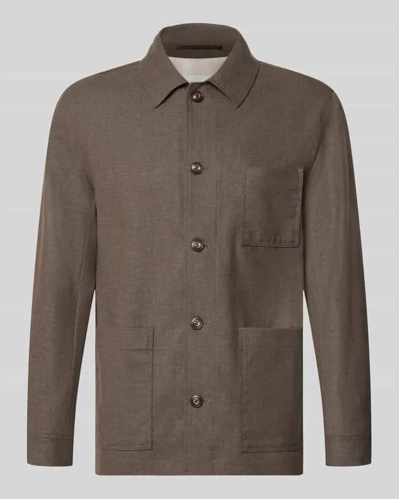Roy Robson Regular Fit Hemdjacke mit Viskose-Anteil Taupe