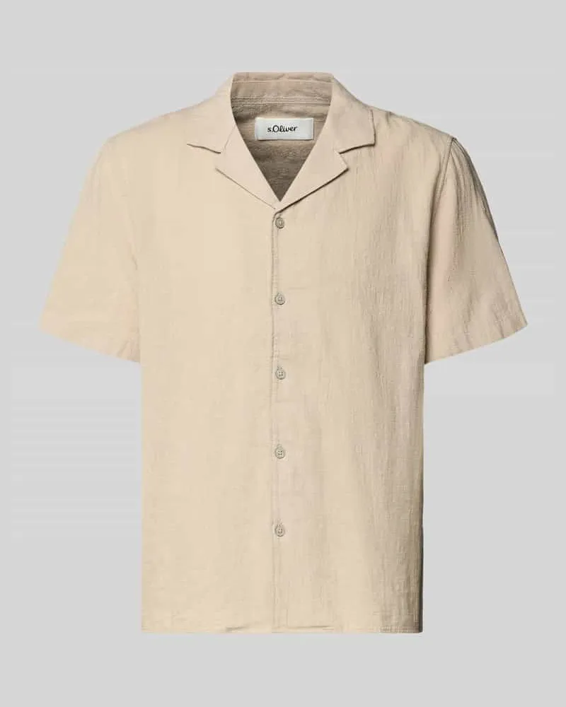 S.Oliver Resort Fit Freizeithemd aus reiner Baumwolle Beige