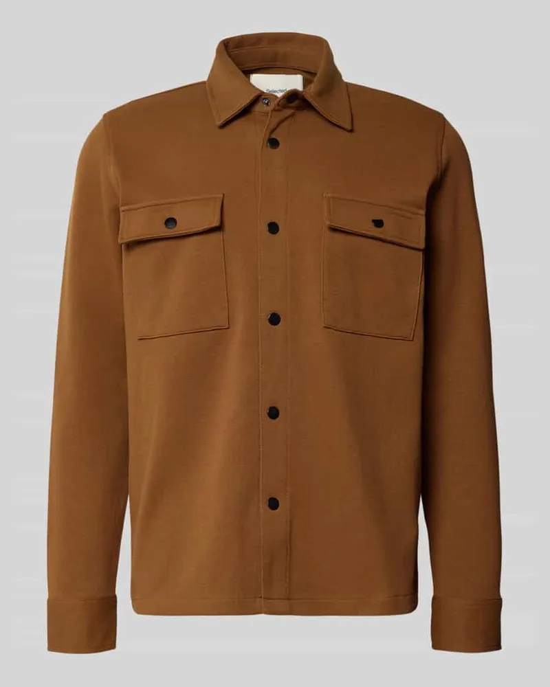 Selected Homme Relaxed Fit Freizeithemd aus Baumwoll-Mix Modell 'JACKIE Camel