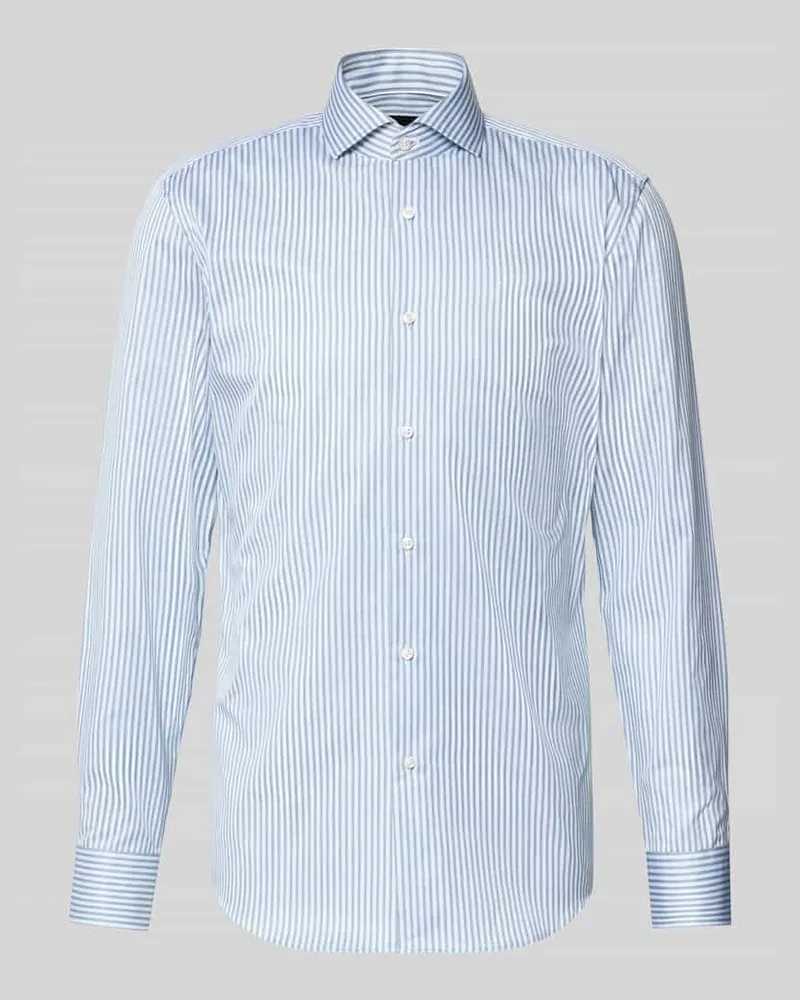 HUGO BOSS Slim Fit Businesshemd aus reiner Baumwolle Modell 'HANK Gruen