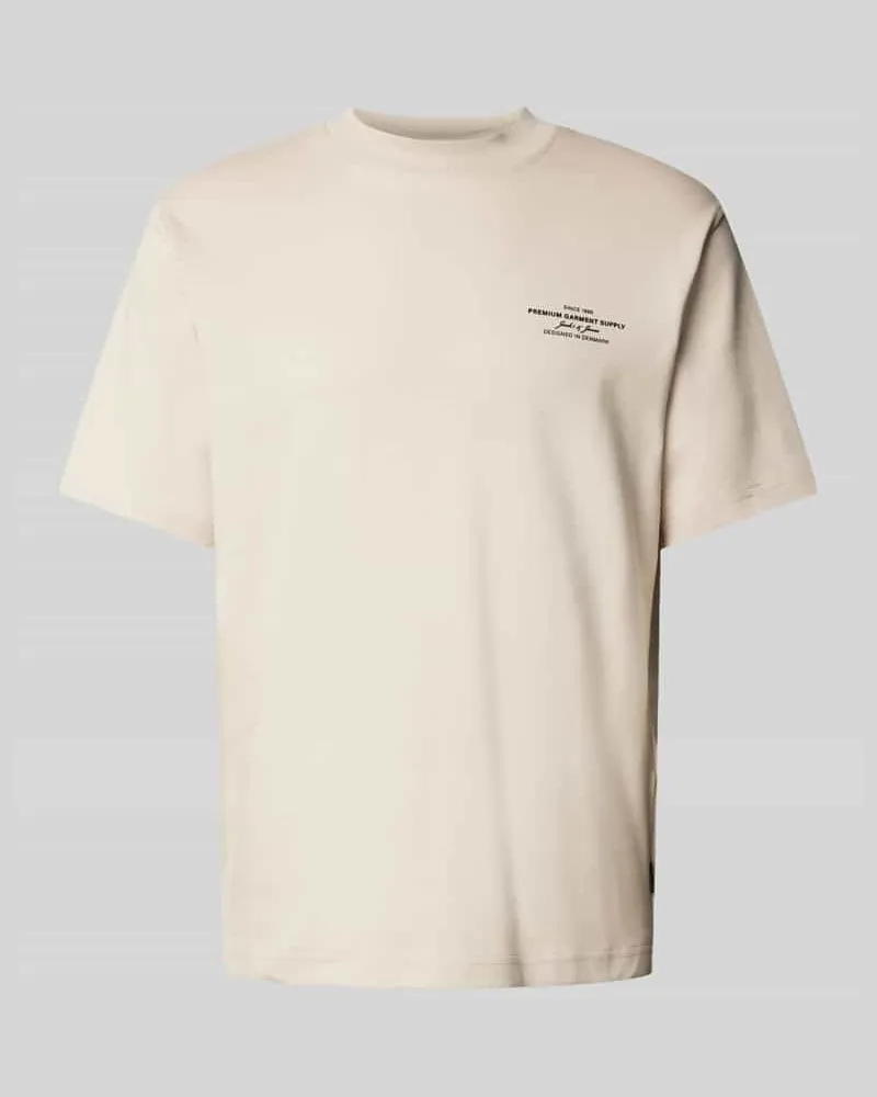 Jack & Jones T-Shirt mit Label-Print Modell 'LACHAD Offwhite