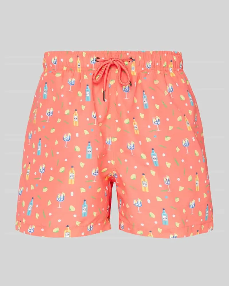 McNeal Relaxed Fit Badeshorts mit Leistentaschen Hellrot