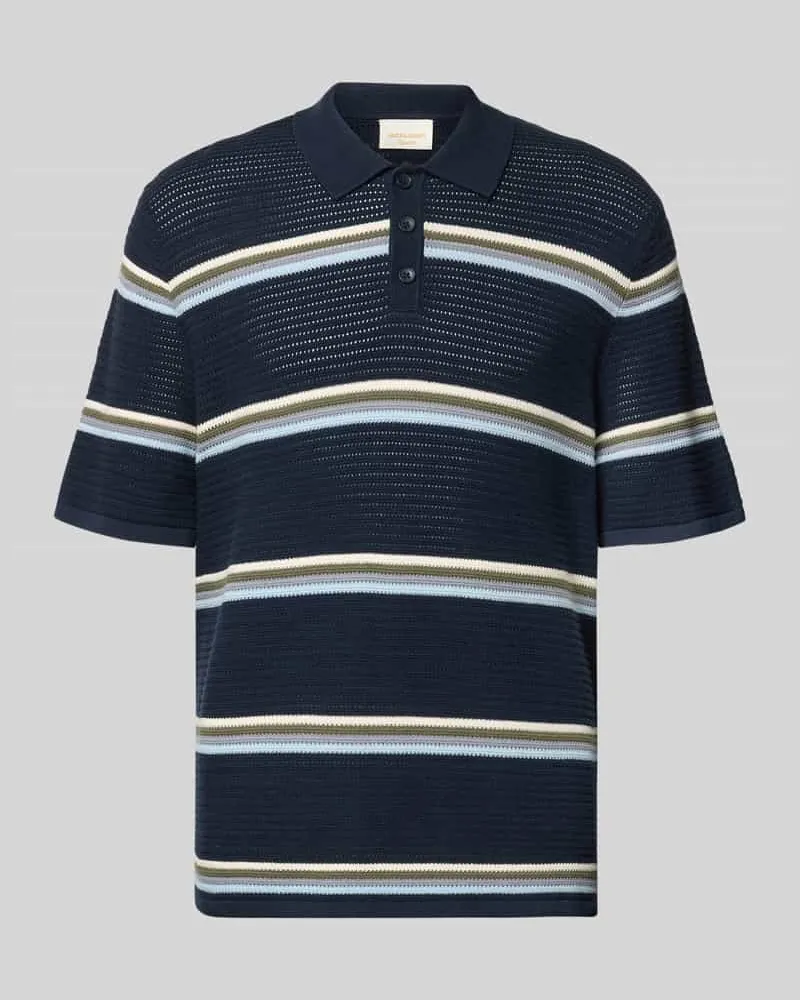 Jack & Jones Regular Fit Poloshirt mit Streifenmuster Modell 'MAINE Marine
