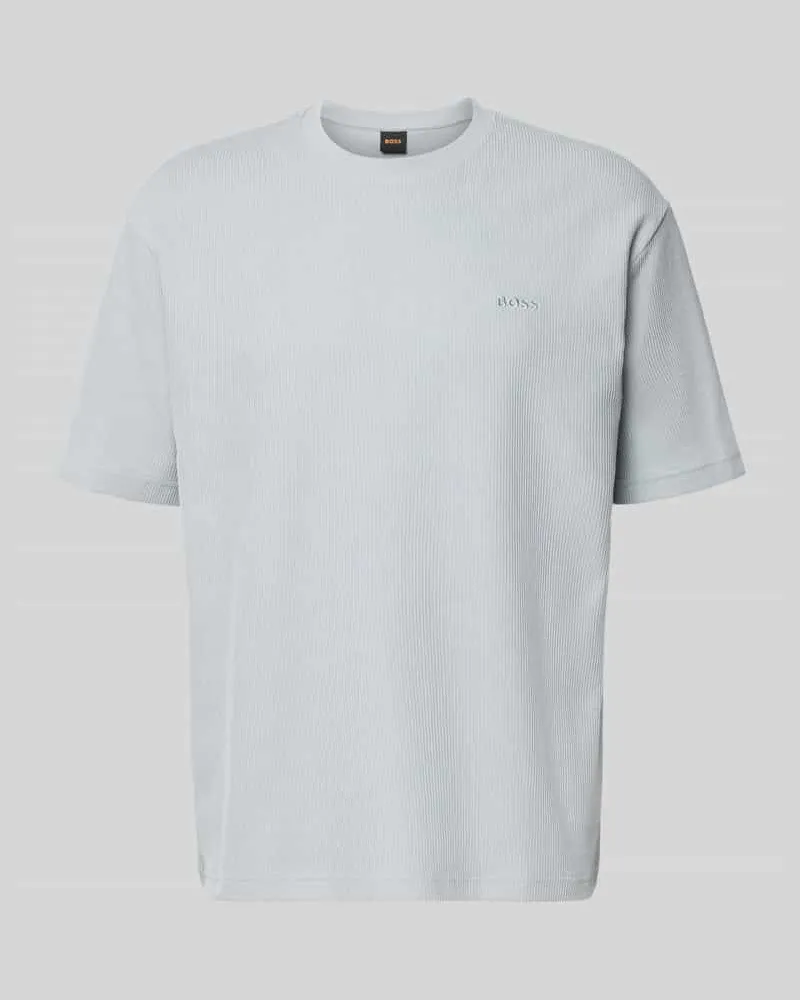 HUGO BOSS Regular Fit T-Shirt aus reiner Baumwolle Modell 'Te_Rib Eisblau