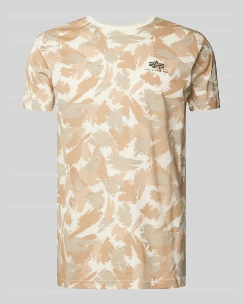 Alpha Industries T-Shirt mit Label-Print Sand