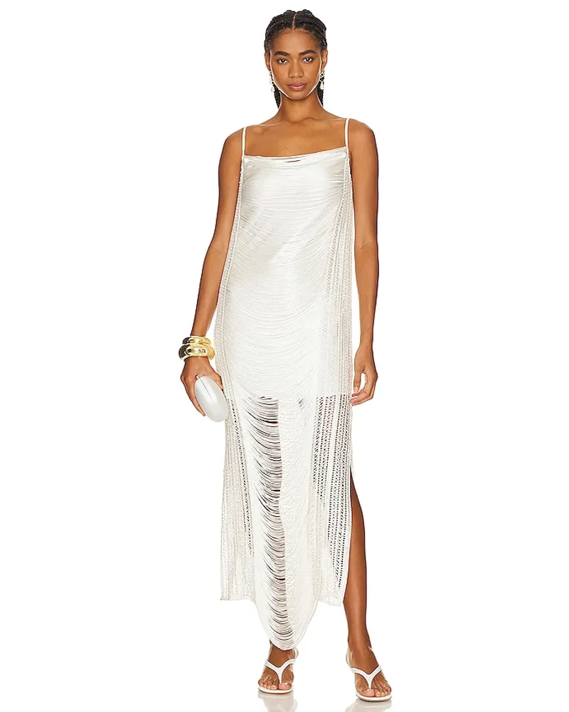 Pat Bo MAXIKLEID MIT DRAPIERTEM FRANSENDETAIL in White White