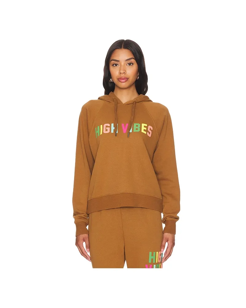 Spiritual Gangster High Vibes Harper Crop Hoodie in Brown Brown