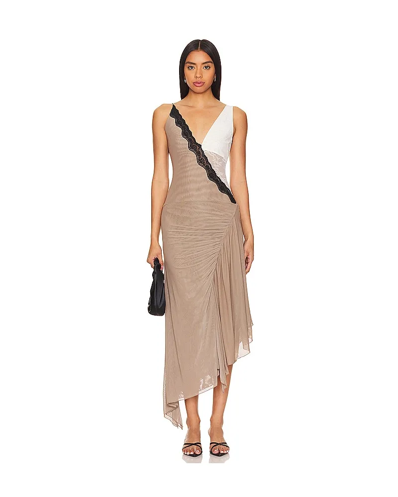 bec & bridge MIDI-KLEID ABRIELLE in Taupe Taupe