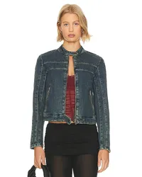 Free People BIKERJACKE AUS DENIM WE THE FREE FAST LANE in Blue Blue